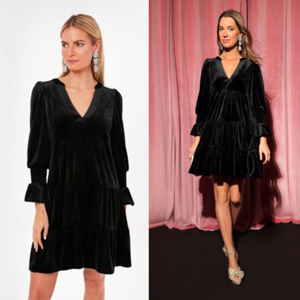 Pomander Place | NEW Black Velvet Kenzo Long Sleeve Mini Dress Size S